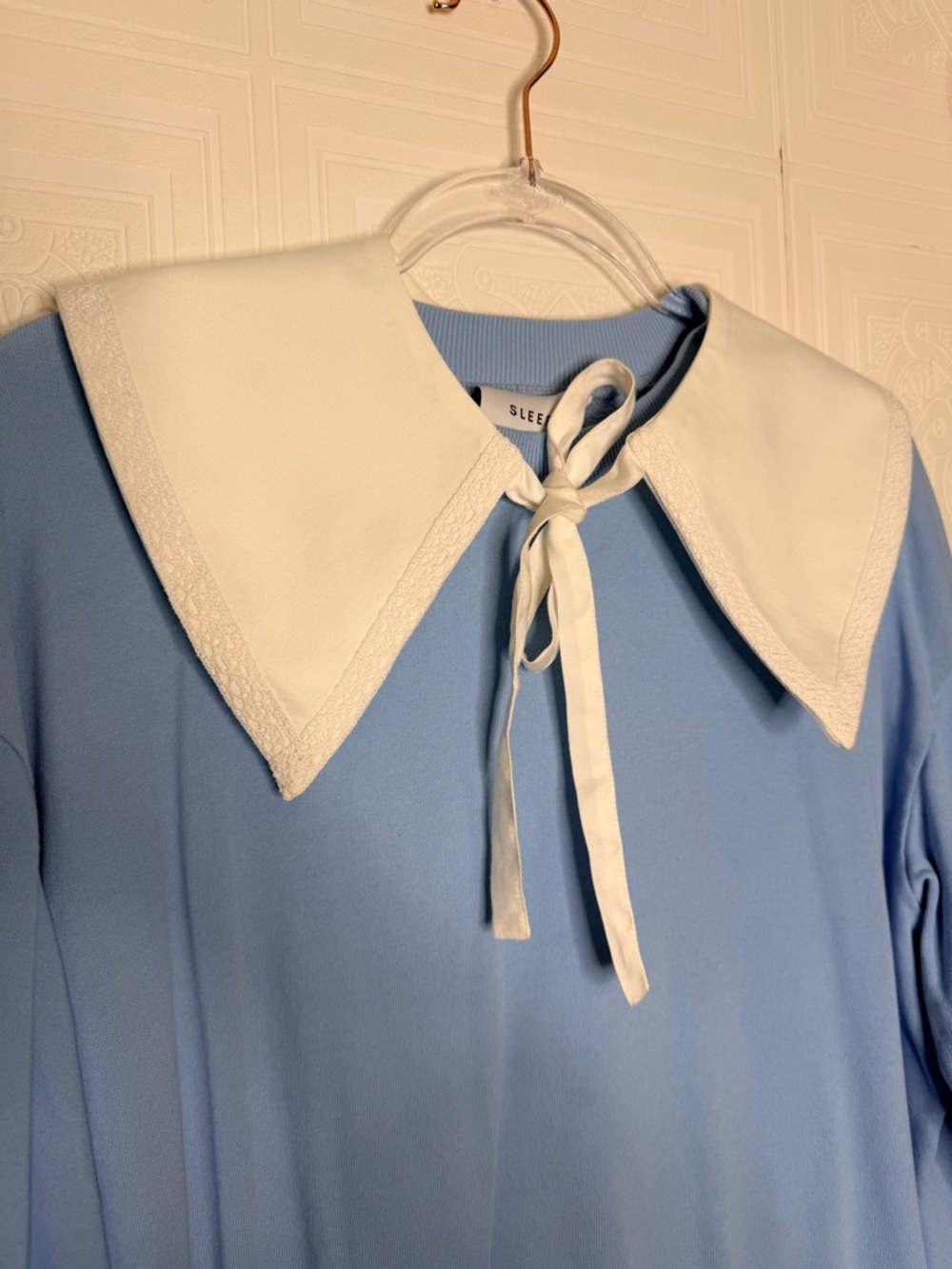 Sleeper Diana Athpleasure Sweatsuit Short Set Baby Blue White Collar XL - Picture 4 of 15